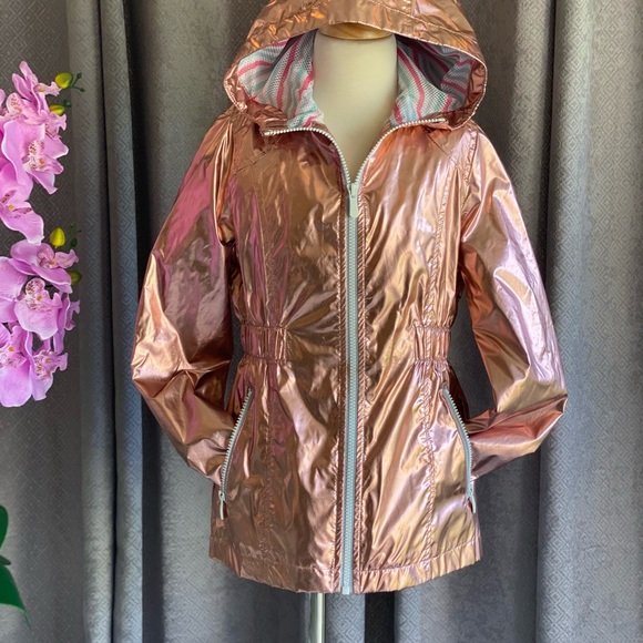 London Fog Girls Shiny Rose Gold Metallic Jacket🌫 - Picture 2 of 10